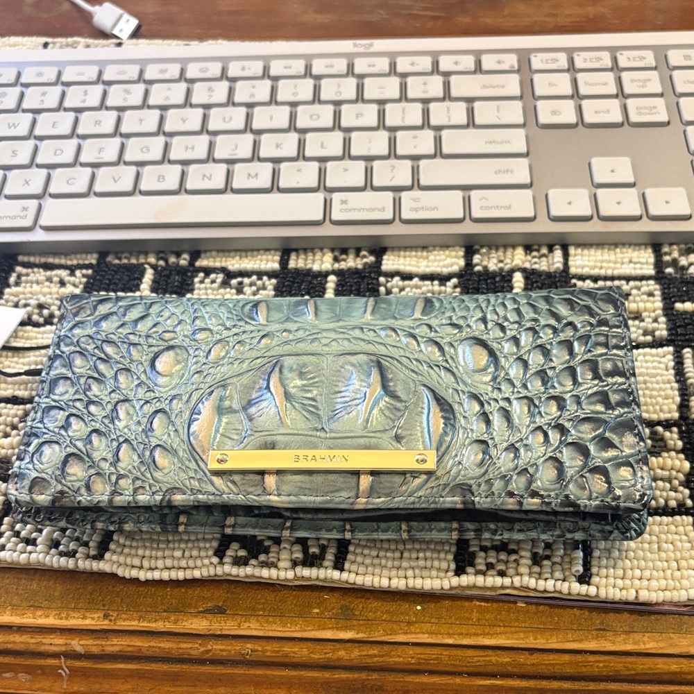 Brahmin Blue Crocodile Embossed Wallet